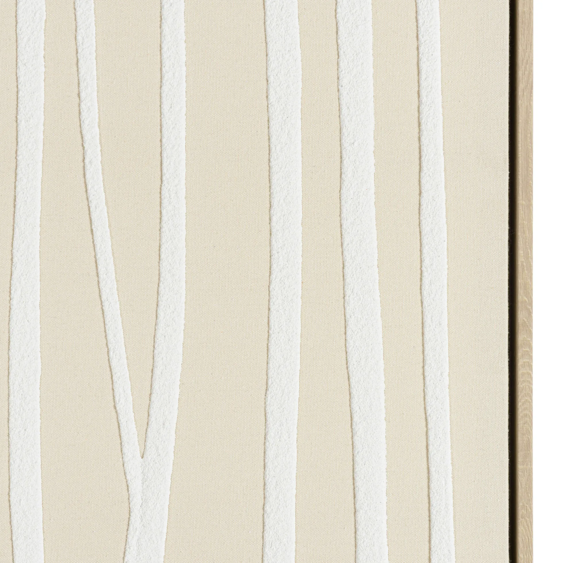 Tableau écru lignes blanches peinture au sable 83 x 123 cm