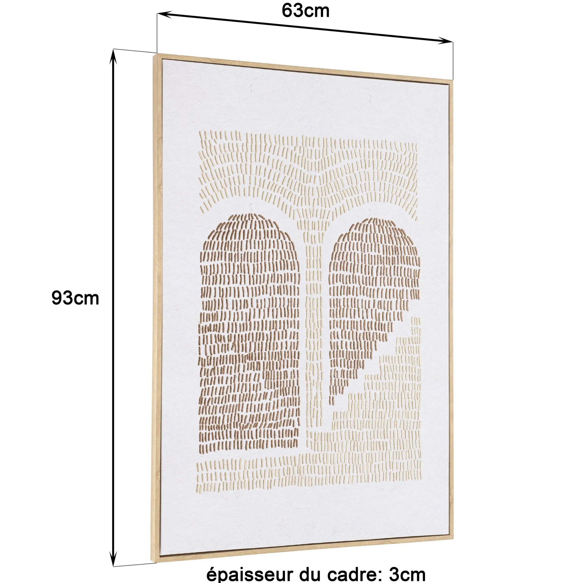 Tableau décor arches broderie coton 63 x 93 cm