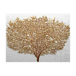 Tableau décoratif blanc et or – arbre texturé