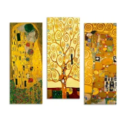 Tableau décoratif Klimt – Baiser, Arbre, Etreinte (set de 3)