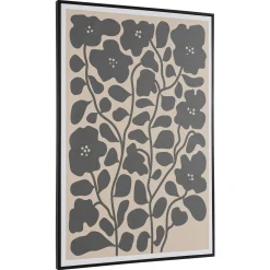 Tableau décor fleurs gris/noir papier japonais 63 x 93 cm