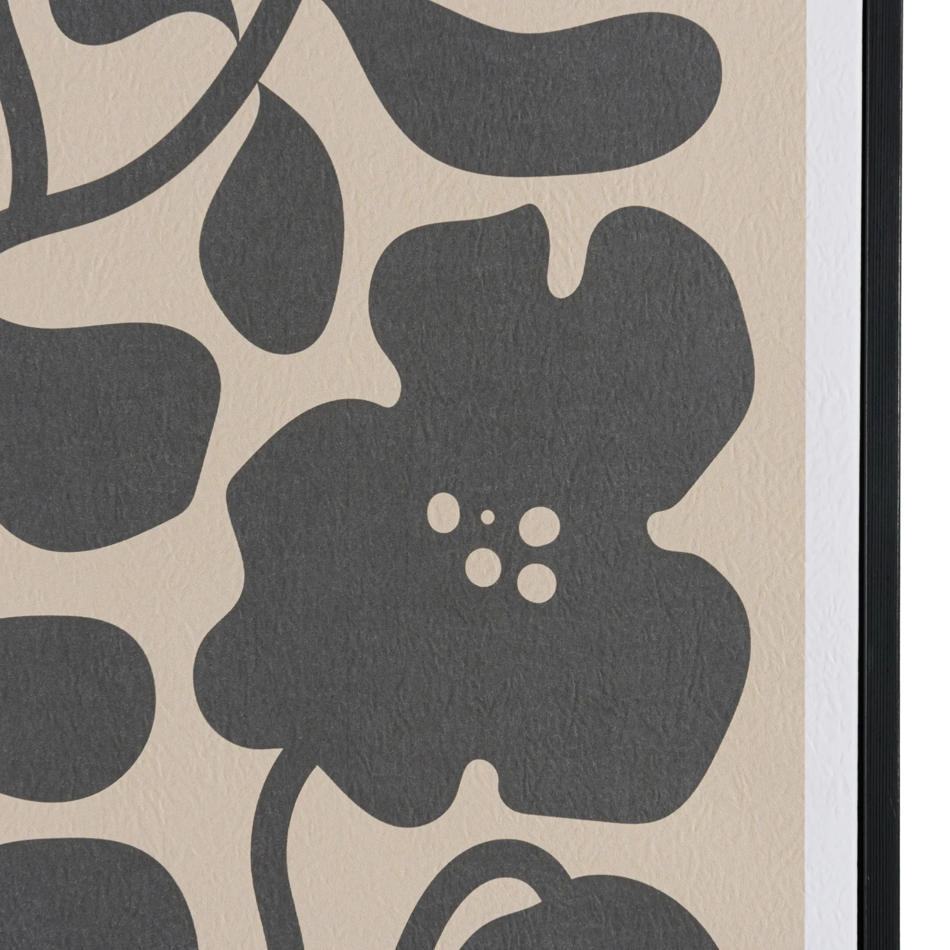 Tableau décor fleurs gris/noir papier japonais 63 x 93 cm