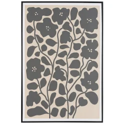 Tableau décor fleurs gris/noir papier japonais 63 x 93 cm