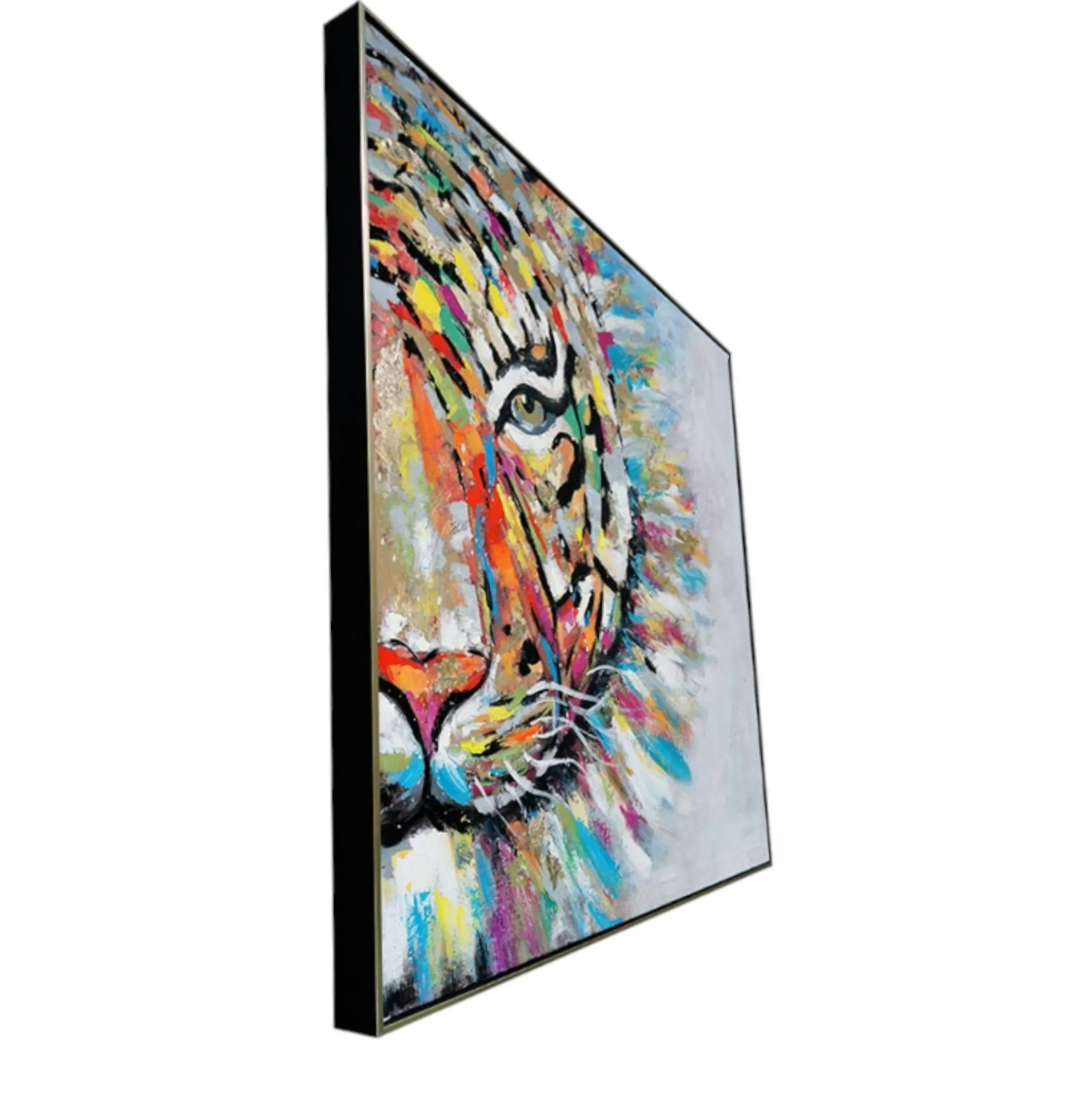 Tableau de tigre coloré cadre doré