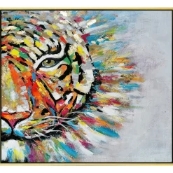 Tableau de tigre coloré cadre doré