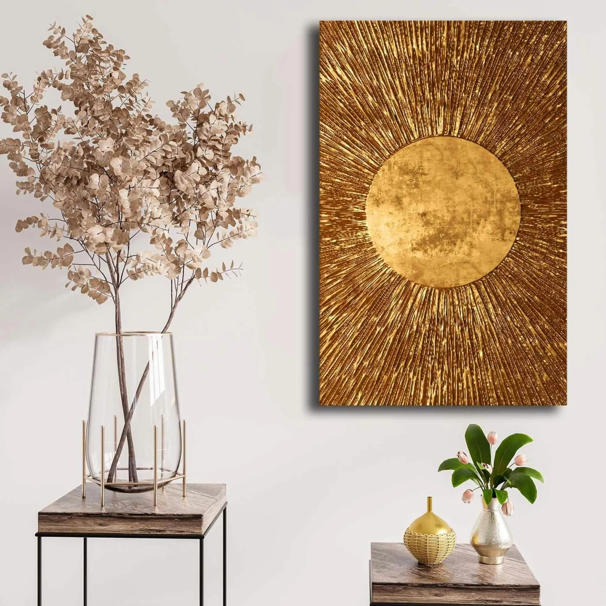 Tableau doré motif soleil – sur toile