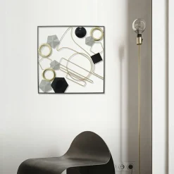 Tableau en métal trombone tons noir, gris et or