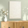Tableau lin beige feuillage de platre 83 x 123 cm