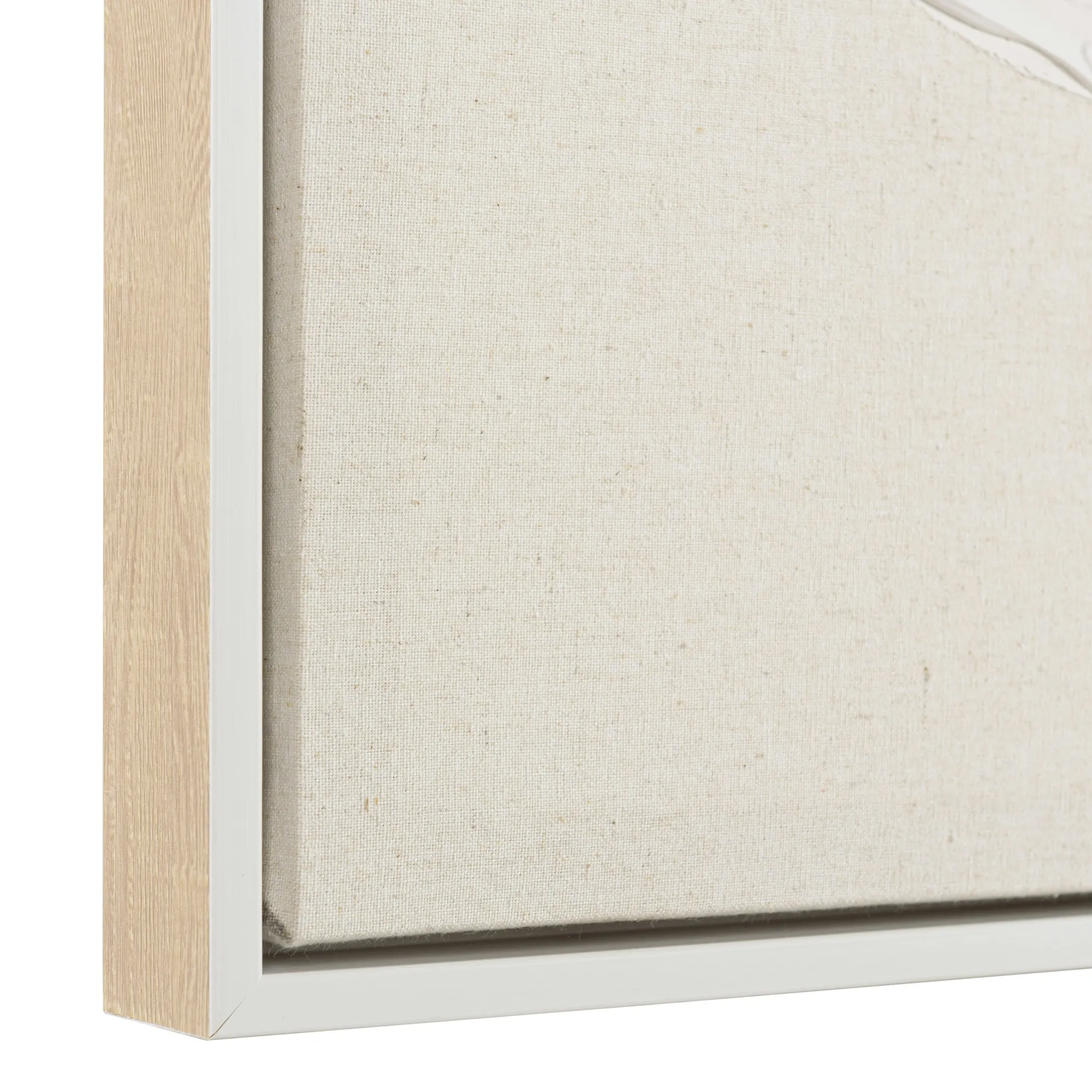 Tableau lin beige feuillage de platre 83 x 123 cm