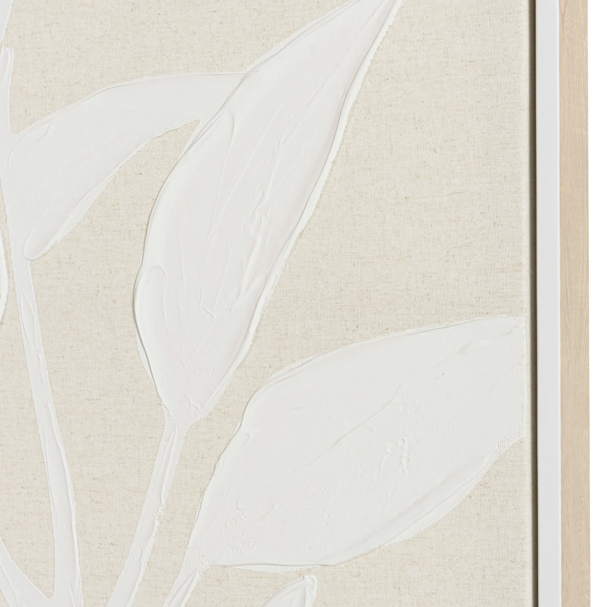 Tableau lin beige fleurs de platre 83 x 123 cm