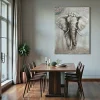 Tableau éléphant en marche avec fleurs