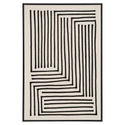 Tableau noir et blanc motif labyrinthe avec cadre 60x90 cm