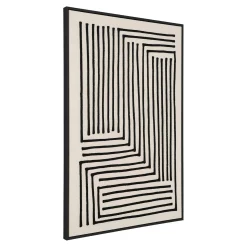 Tableau noir et blanc motif labyrinthe avec cadre 60x90 cm