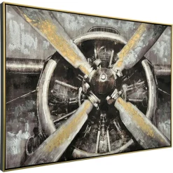 Tableau vintage réacteur d'avion cadre doré
