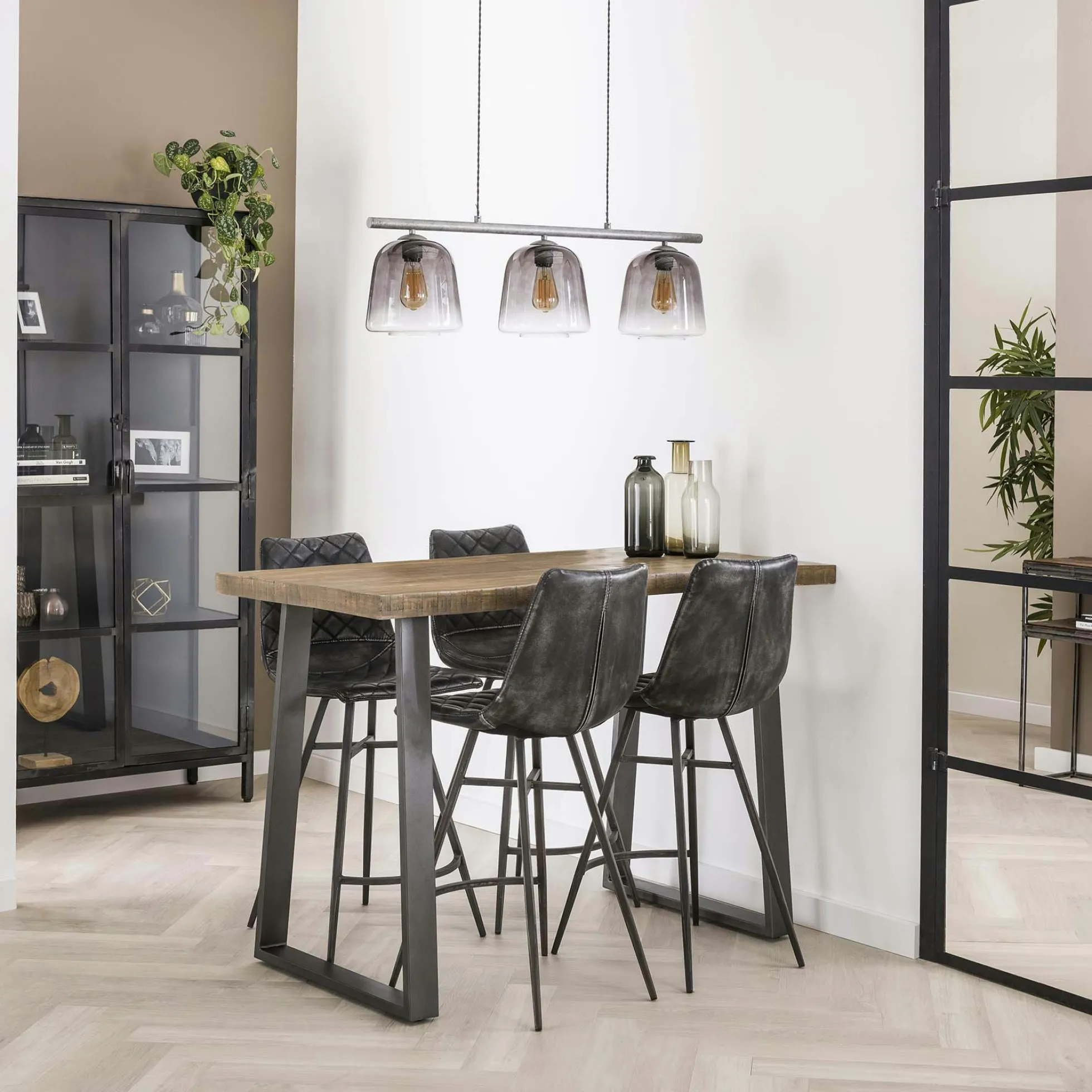 Table bar bois de manguier acier 135 cm LUCKNOW