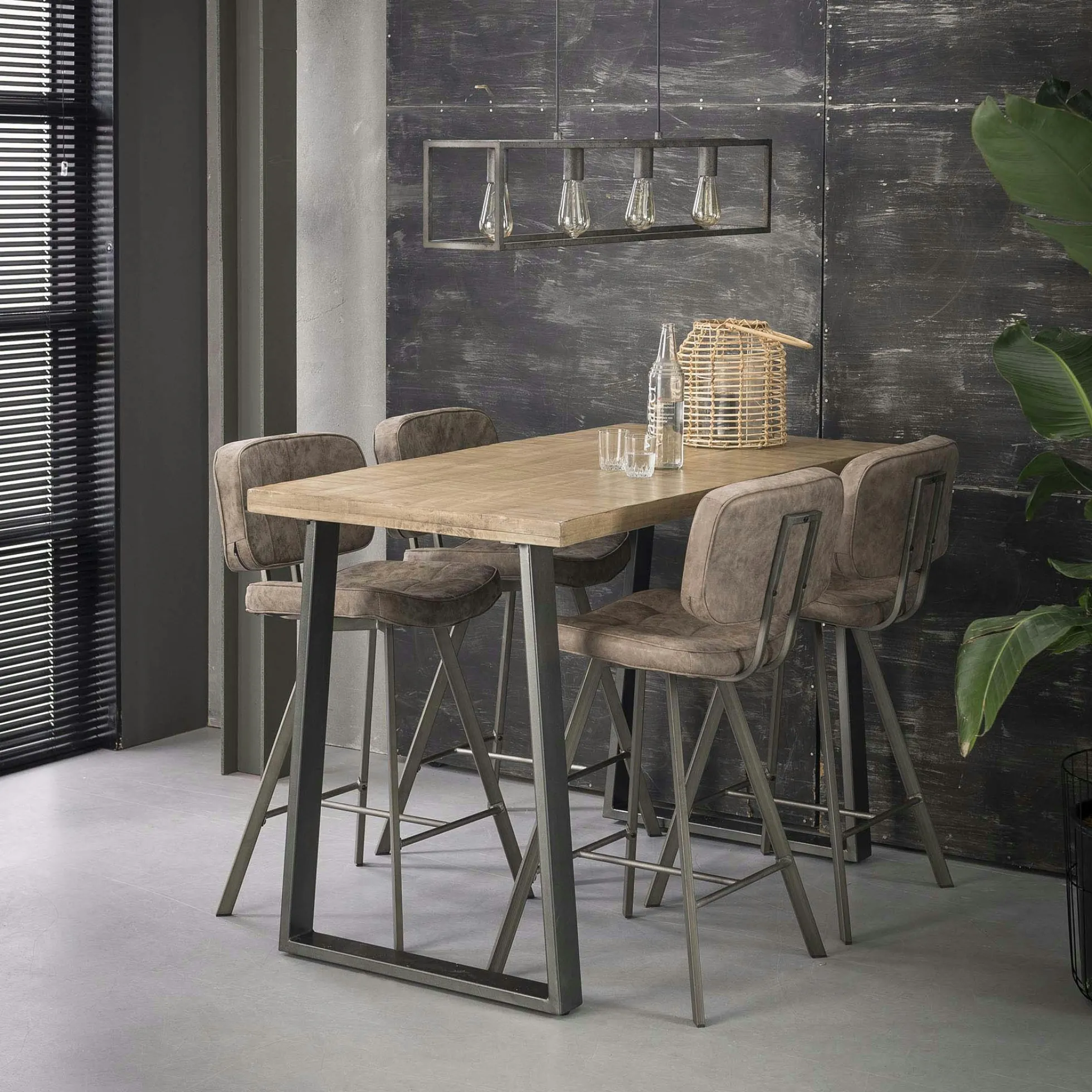 Table bar bois de manguier acier 135 cm LUCKNOW