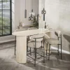 Table bar céramique effet travertin, pieds colonne 180 cm ASCOLI