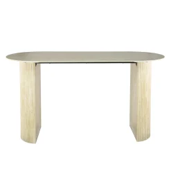 Table bar céramique effet travertin, pieds colonne 180 cm ASCOLI