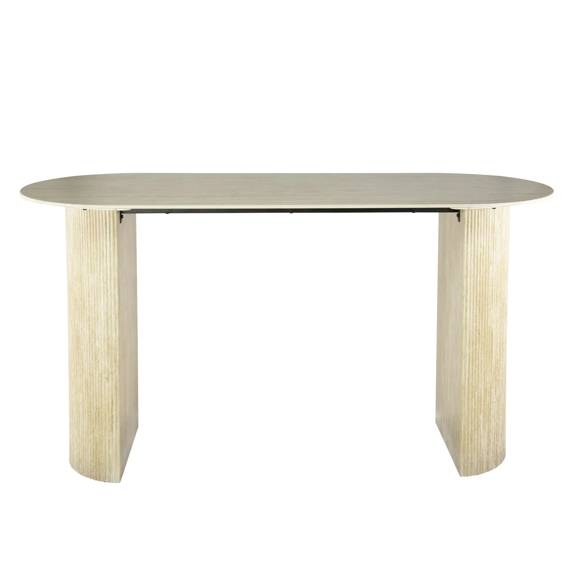 Table bar céramique effet travertin, pieds colonne 180 cm ASCOLI