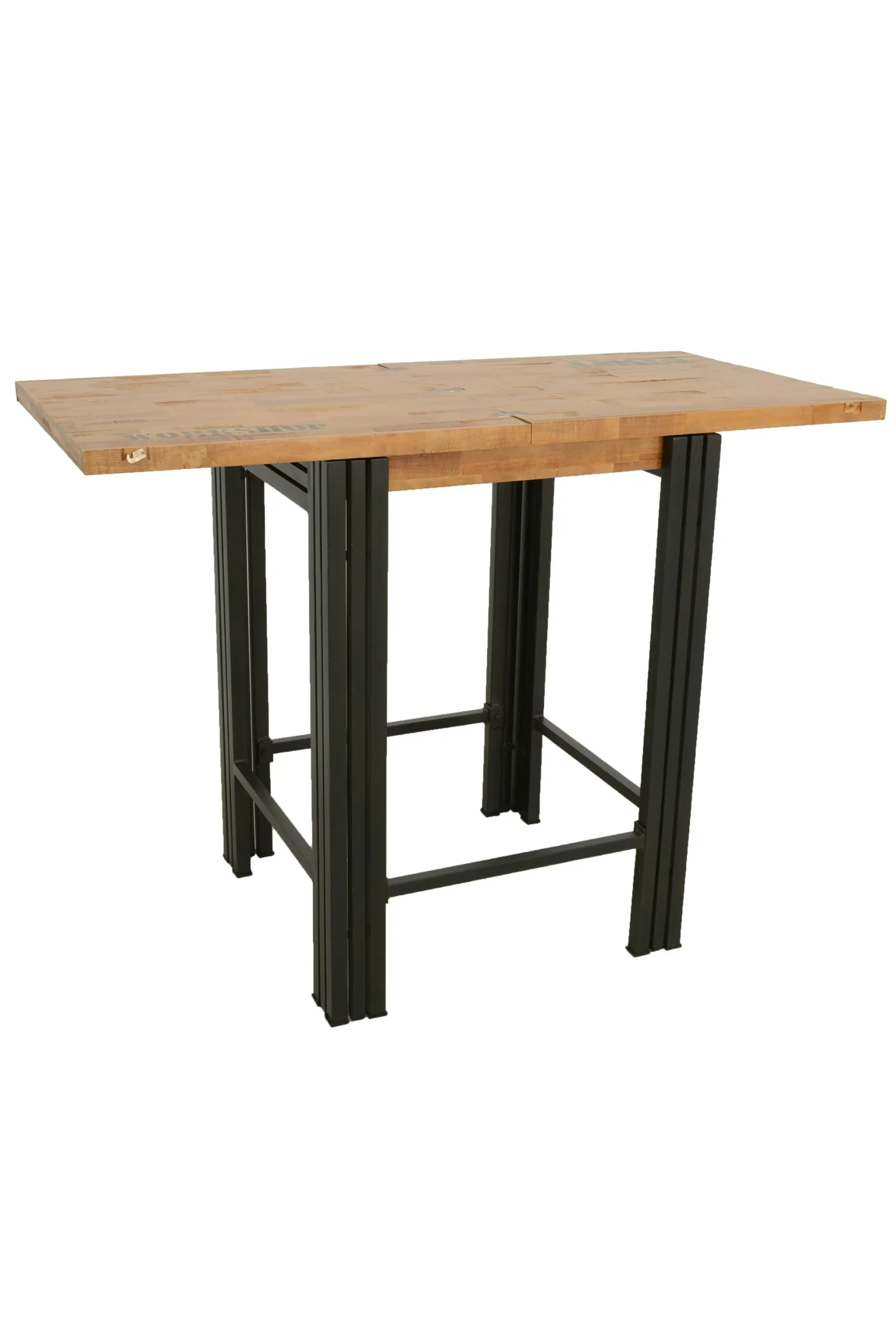 Table bar / Mange debout carrée extensible hévéa recyclé naturel et métal noirci 70/140X70X105cm DOCKER