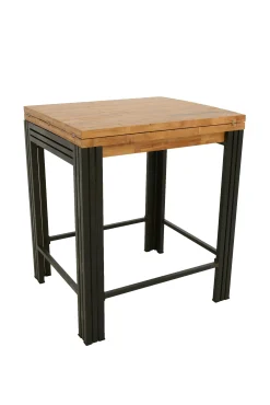 Table bar / Mange debout rectangle extensible hévéa recyclé naturel et métal noirci 90/180X80X105cm DOCKER