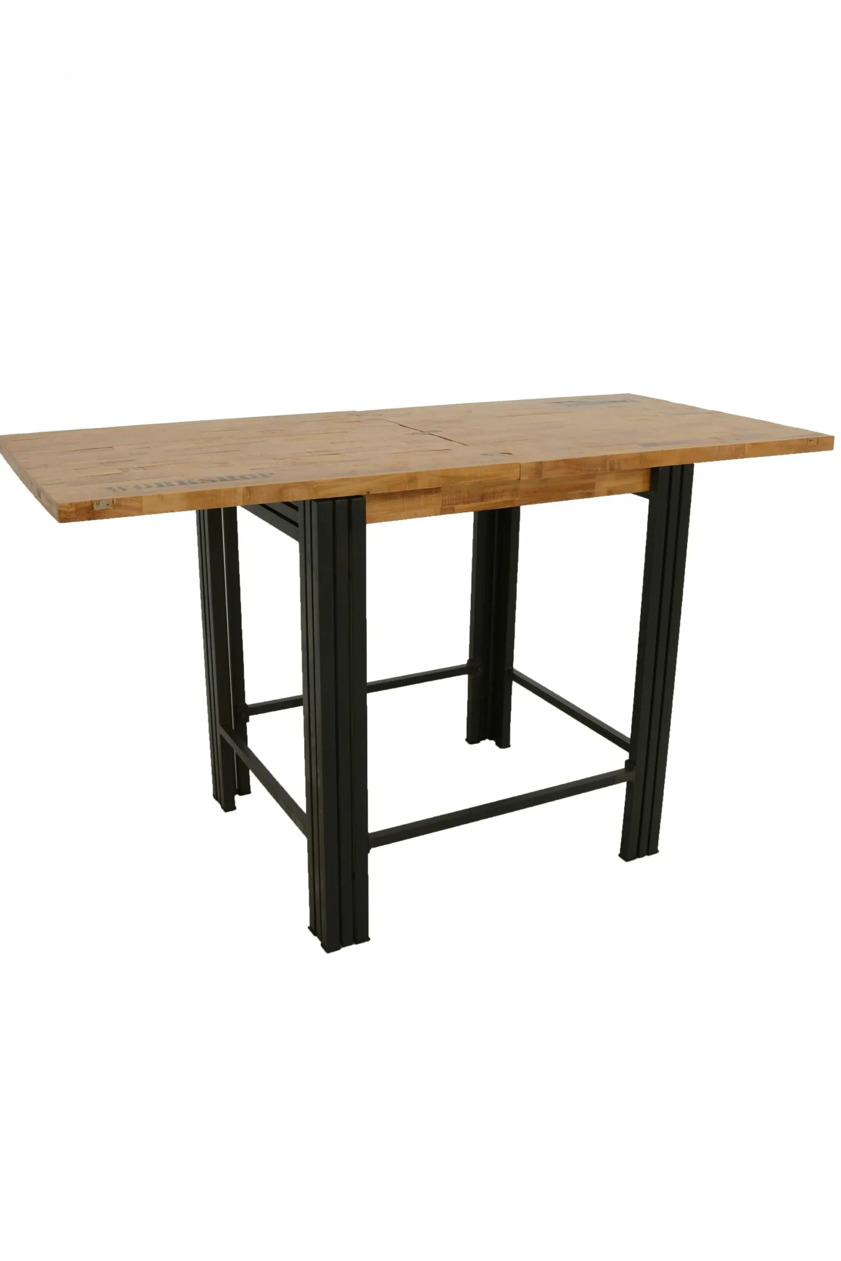 Table bar / Mange debout rectangle extensible hévéa recyclé naturel et métal noirci 90/180X80X105cm DOCKER