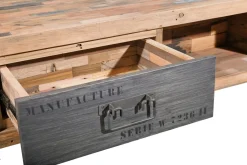 Table basse avec rangement bois recyclé métal CARAVELLE