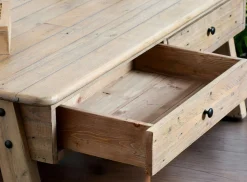 Table basse avec rangement bois recyclé clair tréteaux SALERNE
