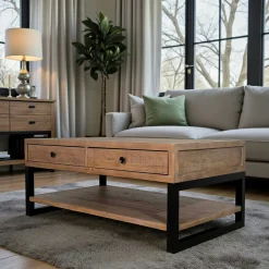 Table basse avec rangement en bois recyclé AUCKLAND