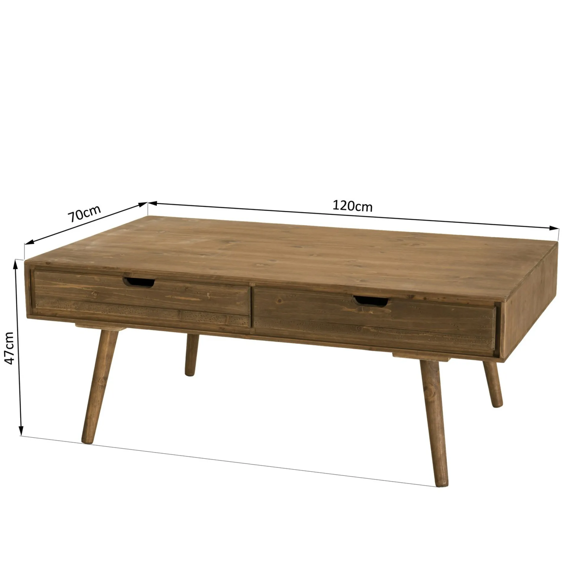 Table basse avec tiroirs en bois de sapin LIMA