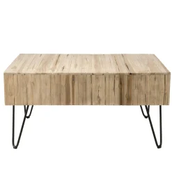 Table basse avec tiroirs teck pieds épingle 90x60 cm JAIPUR