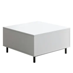 Table basse blanche carrée avec coffre de rangement AURA