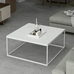 Table basse blanche carrée - style minimaliste JENA