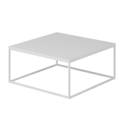 Table basse blanche carrée - style minimaliste JENA
