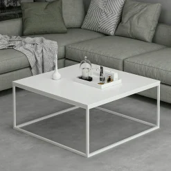Table basse blanche carrée - style minimaliste JENA