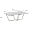 Table basse blanche design - verre trempé, pied croisé LHASA