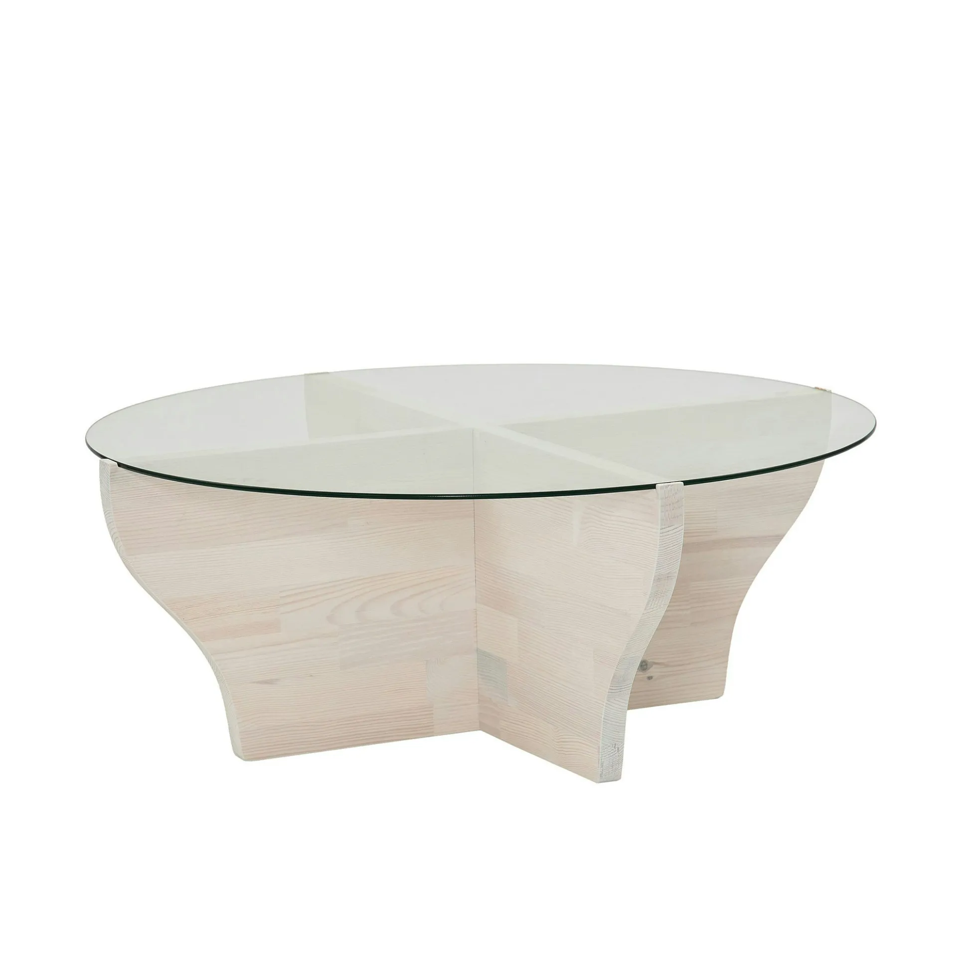 Table basse blanche en verre et bois - pied en X, ANZIO