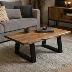 Table basse bois d'acacia à bords naturels CANYON
