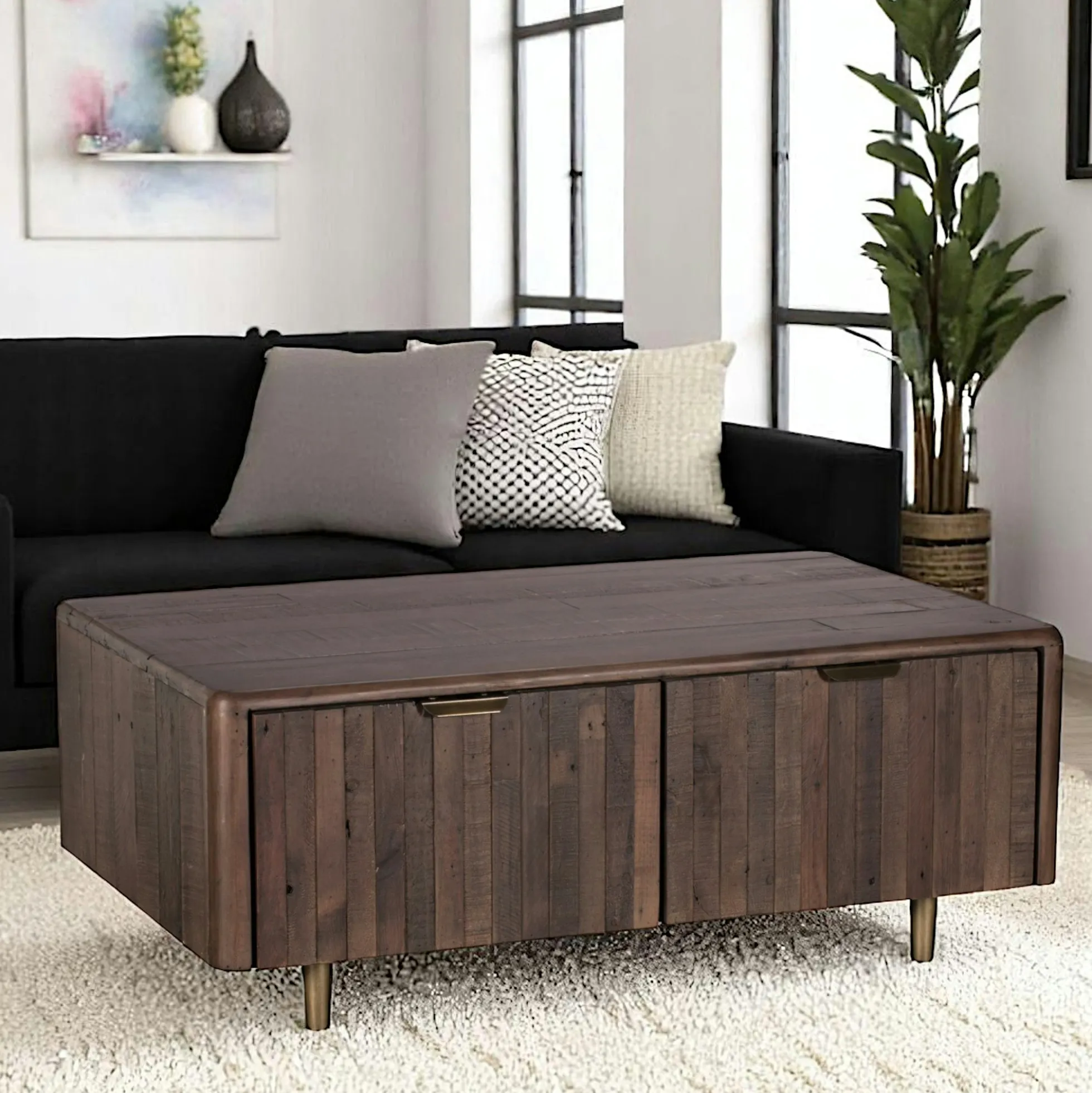 Table basse bois recyclé brun QUEENSTOWN