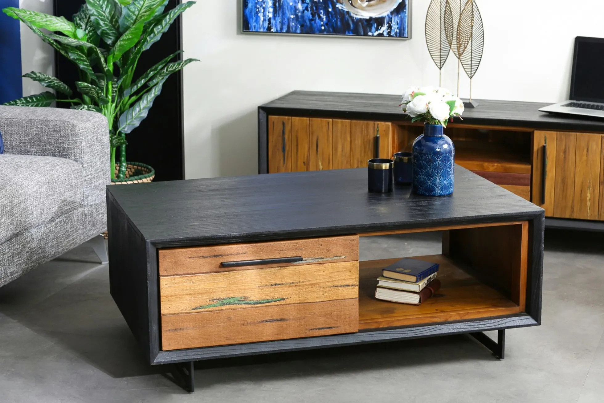 Table basse bois recyclé de bateau PHOENIX