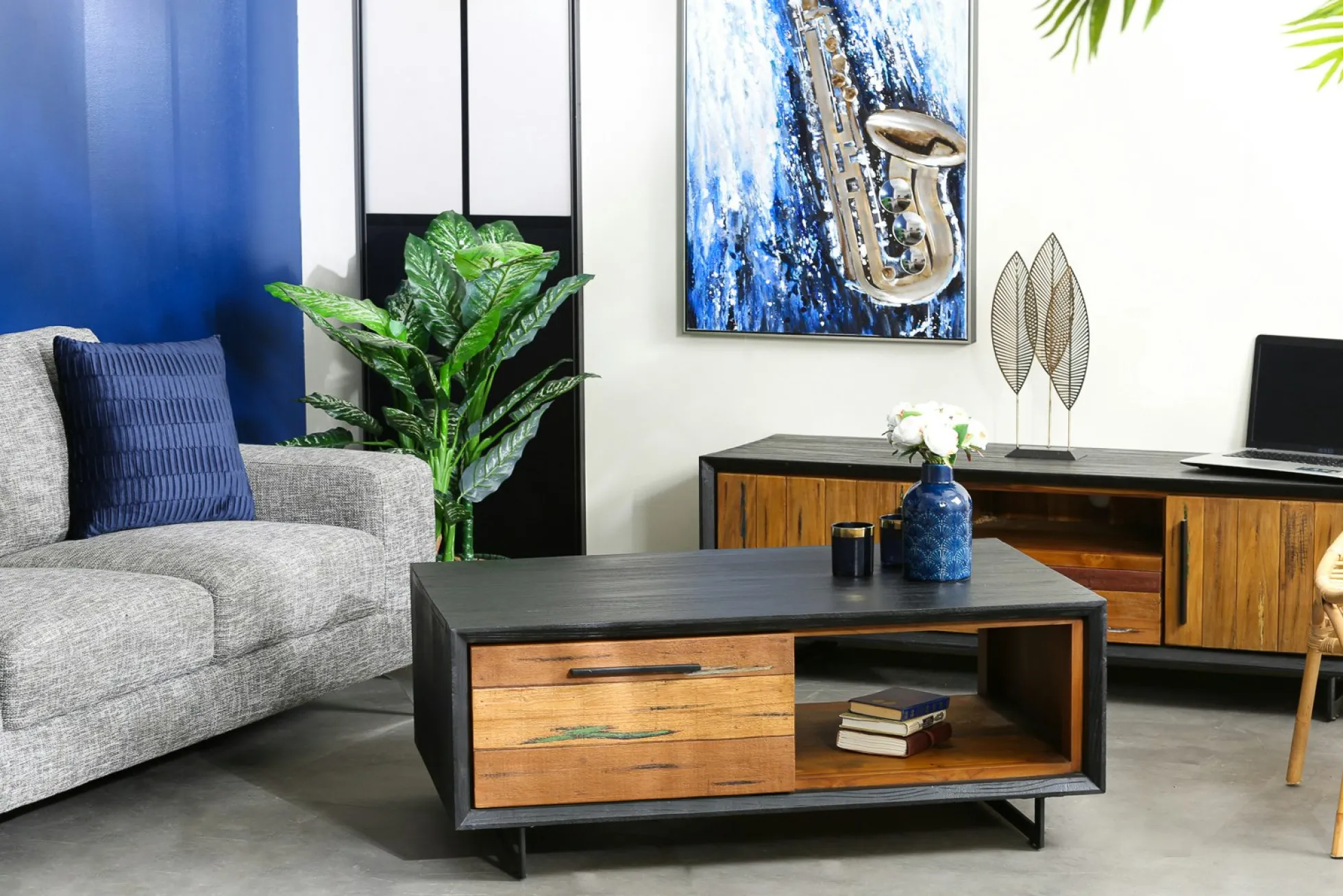 Table basse bois recyclé de bateau PHOENIX