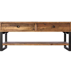 Table basse bois recyclé double plateau 2 tiroirs BRISBANE