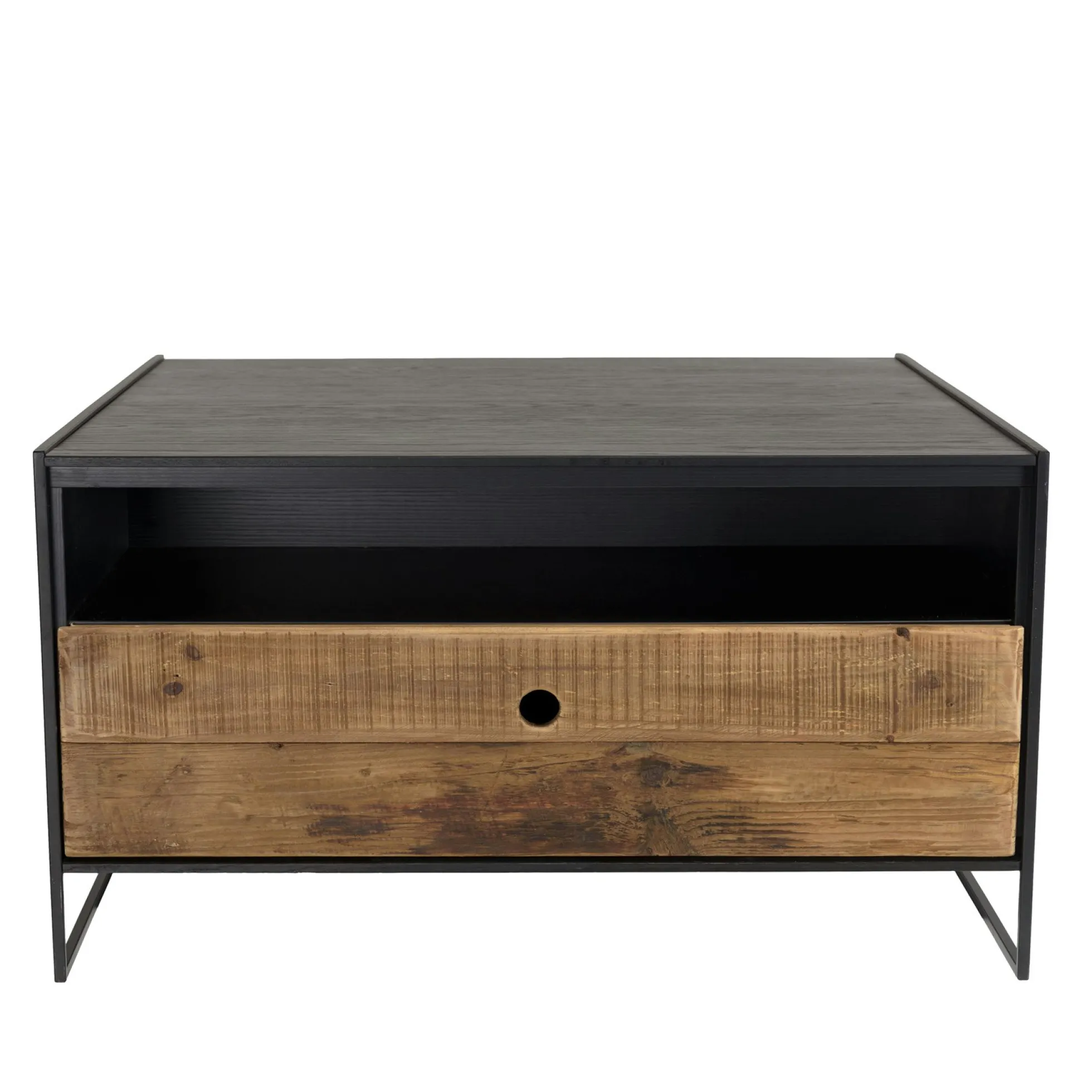 Table basse bois recyclé et métal 1 tiroir CRACOVIE