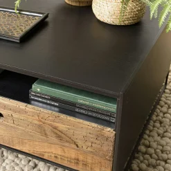 Table basse bois recyclé et métal 1 tiroir CRACOVIE