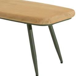 Table basse bords arrondis pin et métal vert 100 cm BAGAN