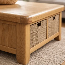 Table basse campagne chic avec 2 paniers de rangement VALMONT