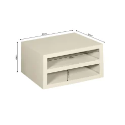 Table basse carrée bois sable avec rangement MONTARO