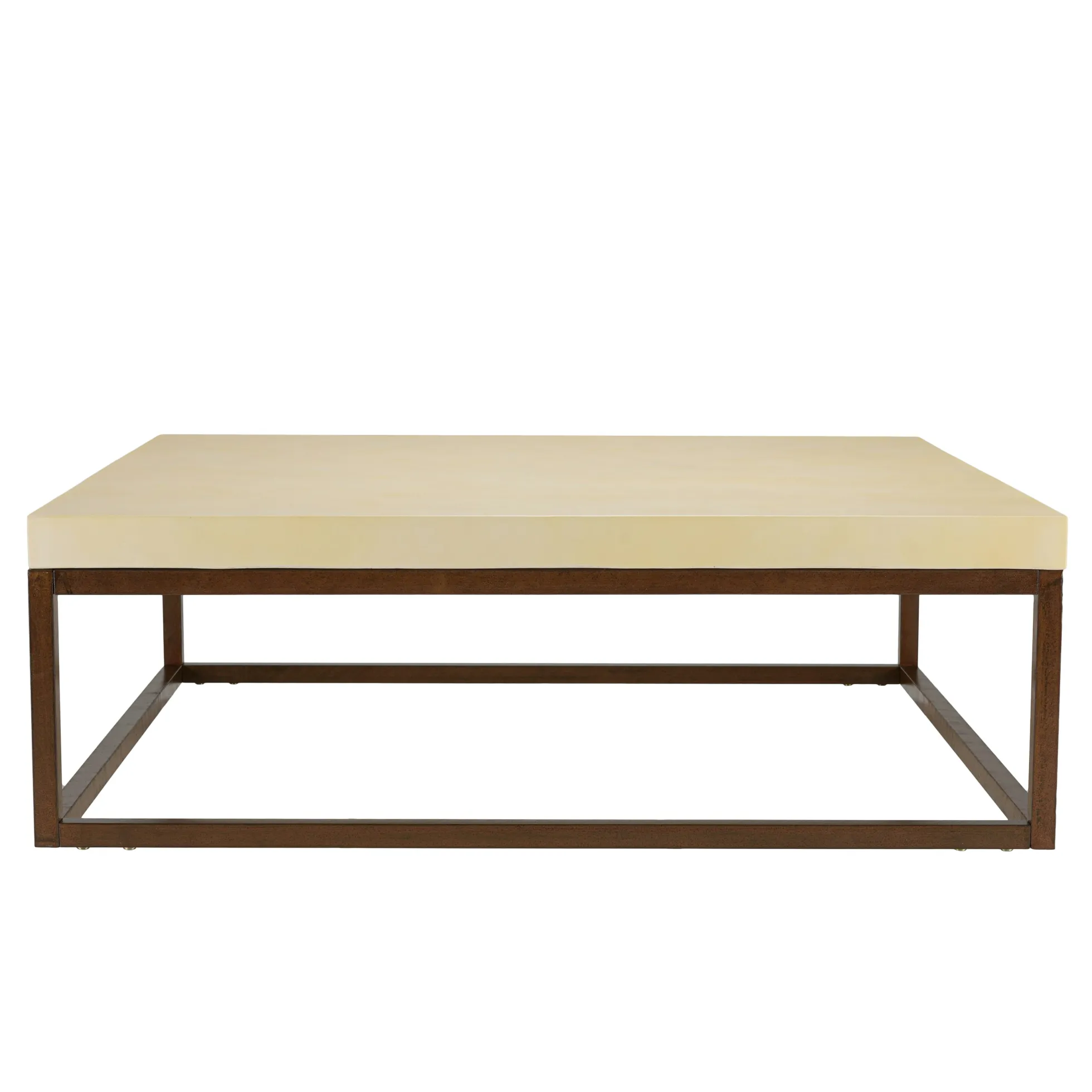 Table basse carrée 120 cm métal et béton beige BRASILIA