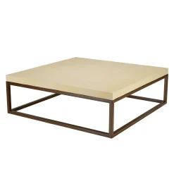 Table basse carrée 120 cm métal et béton beige BRASILIA