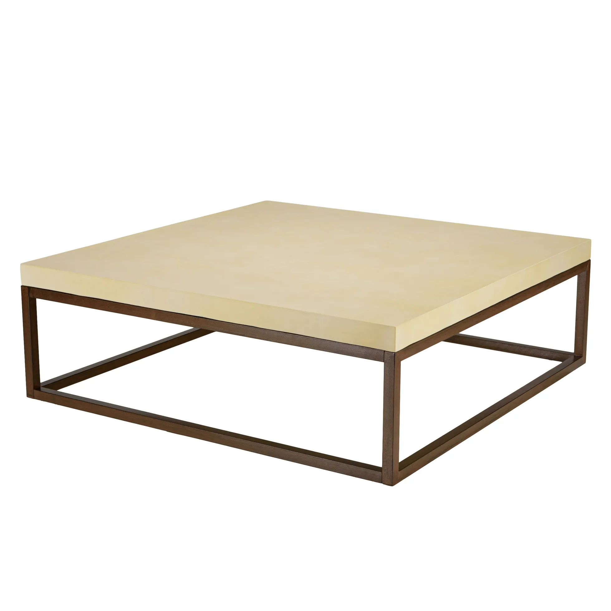 Table basse carrée 120 cm métal et béton beige BRASILIA